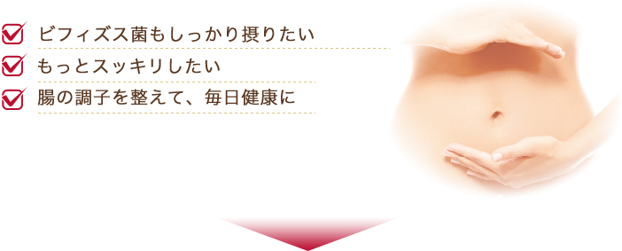 ビフィズス菌もしっかり摂りたい　／　もっとスッキリしたい　／　腸の調子を整えて、毎日健康に