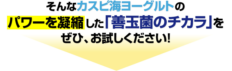 そんなカスピ海ヨーグルトのパワーを凝縮した「善玉菌のチカラ」をぜひ、お試しください！