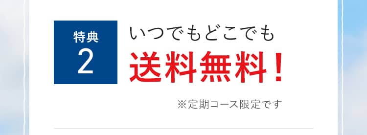 特典2　いつでもどこでも送料無料！※定期コース限定です