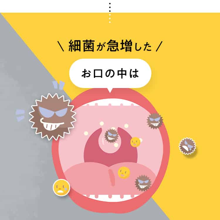 細菌が急増したお口の中は